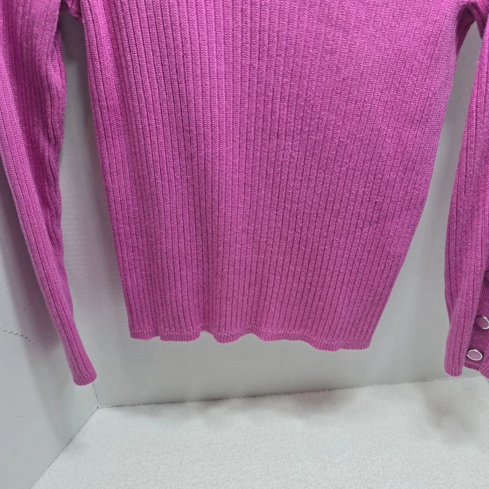 Women's Liz Claiborne Petite Pink Ribbed Crew Neck Sweater LP - Picture 4 of 7